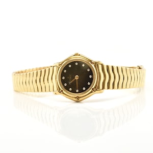 Estate Diamond Watch Vintage 18K Solid Yellow Gold Natural Diamonds Ladies Ebel Beluga 12 Full Cut Round Holiday Gift