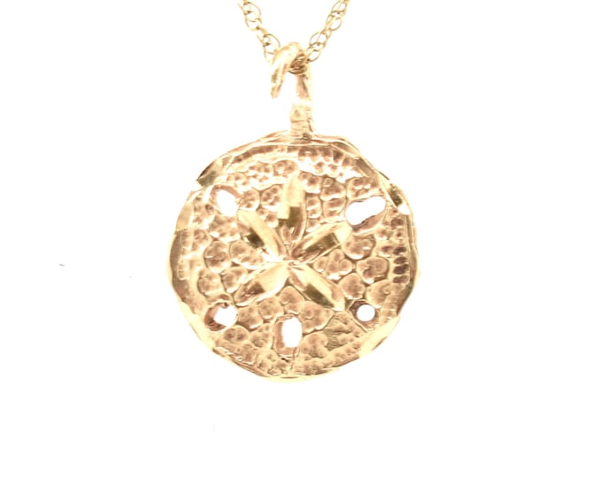 Estate Gold Pendant Vintage 14K Solid Yellow Gold Sand Dollar Sea Cookie Snapper Biscuit Pansy Shell Clypeasteroida Charm Holiday Gift