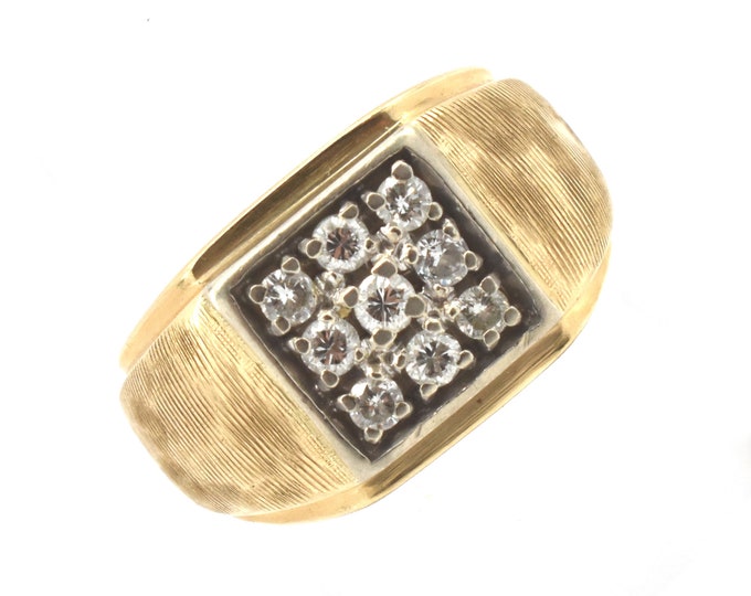 Estate Diamond Ring Vintage 14K Solid Yellow Gold Natural Diamonds Over Half Carat Total Weight Size 7 Father's Day