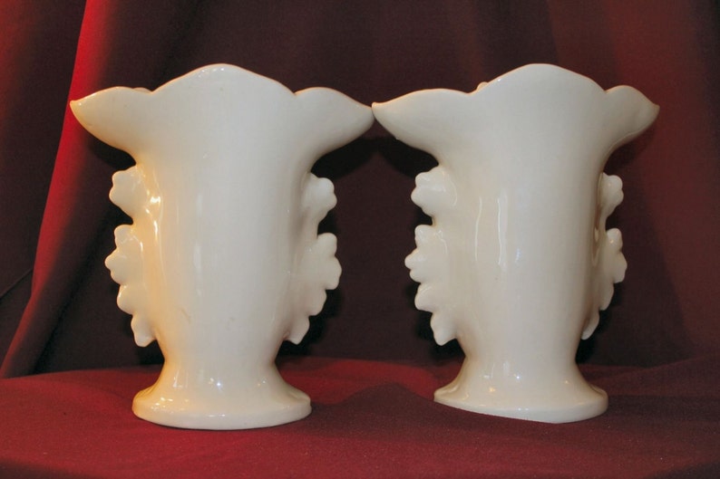 Antique Mantel Vases Vintage Pair Vases Made in Belgium White Etsy