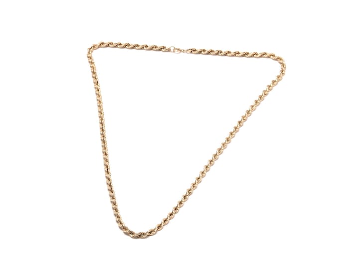 Estate Gold Necklace Vintage 14K Solid Yellow Gold Twisted Rope Chain 26.5 Inches Long Father's Day's Day
