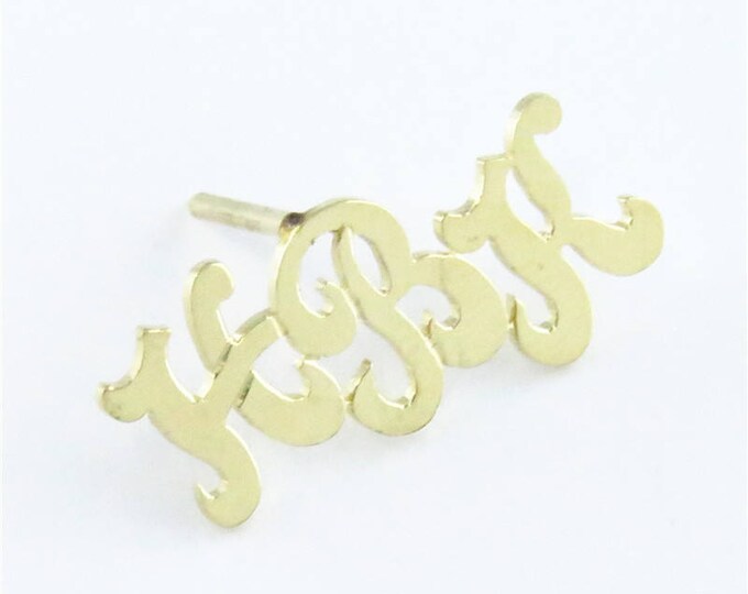 Estate Yellow Gold HBK Lapel Hat Tie Pin 1.8 Grams Marked 14K Inititals Monogram Fast Shipping Holiday Gift