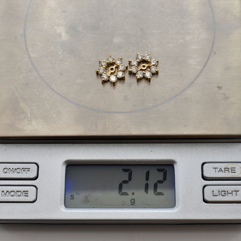 Estate Diamond Earring Jackets Vintage 14K Solid Yellow Gold Natural Diamonds Enhancers Nearly 2 Carats Total Weight Wedding