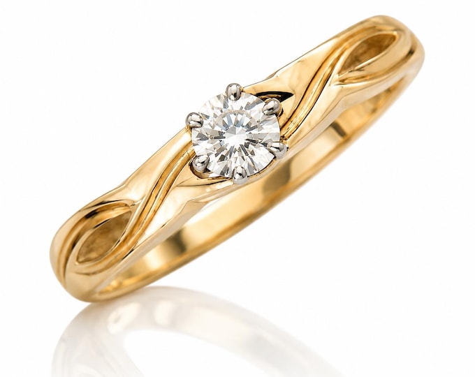 Edwardian Diamond Solitaire Ring 14K Gold Infinity Engagement Promise Ring Size 6