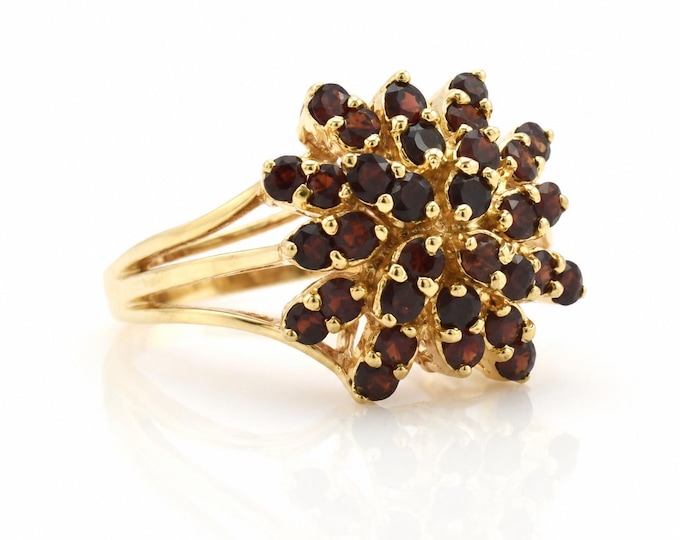 Estate Garnet Ring, 14K Yellow Gold, January Birthstone, Size 7.5