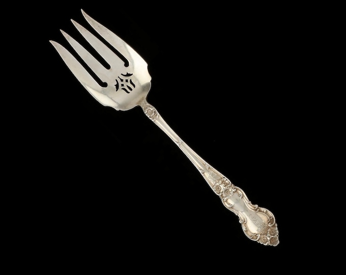 Estate Serving Fork Watson Wallace Meadow Rose Vintage 925 Solid Sterling Silver Pierced 8 1/2 Inches Long Holiday Gift