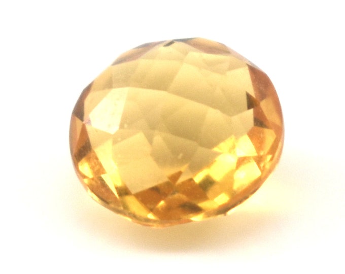 Natural Yellow Citrine Unmounted Round Checkerboard Cut 1.4 Carats 7.12 mm x 4.46 mm Loose Gemstone November Birthstone Holiday Gift