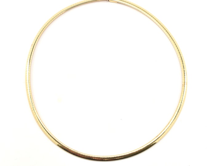 Estate Gold Necklace Vintage 14K Solid Yellow Gold Omega Chain 15.5 Inches Long Made in Italy Holiday Gift