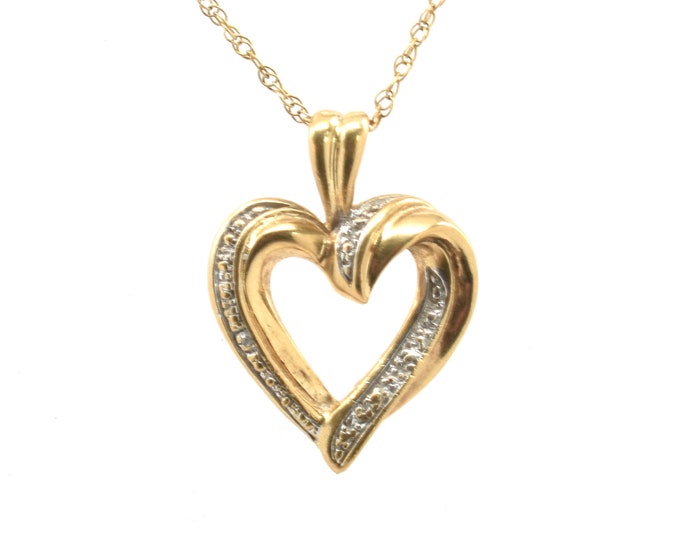 Estate Heart Pendant Vintage 10K Solid Yellow and White Gold Holiday Gift