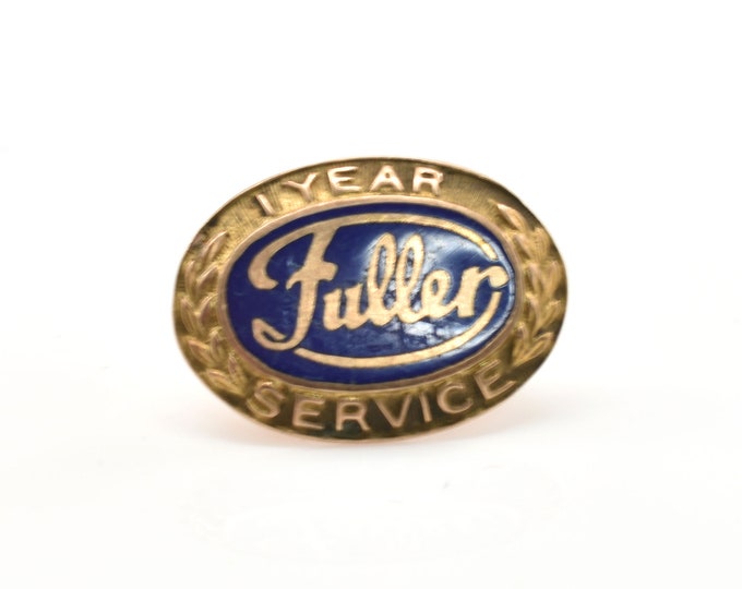 Estate Gold Pin Vintage 10K Solid Yellow Gold Fuller Brush 1 Year Service Award Pin Signed TCP Holiday Gift