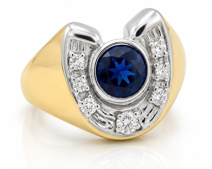 Estate 14K Gold Ring: 1.75 Carat Sapphire, Diamond Accent, Size 9