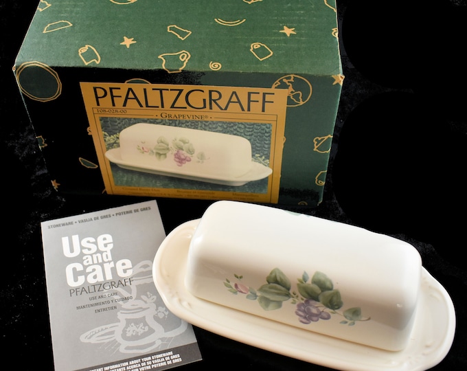 Estate Butter Dish Vintage Pfaltzgraff Grapevine Quarter Pound Covered Butter Server New Old Stock In Original Box Holiday Gift