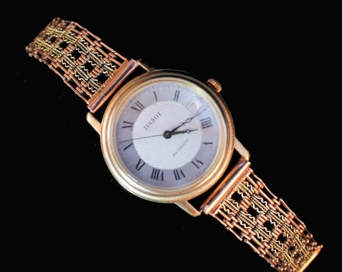 14K Solid Yellow Gold Tissot Automatic Watch, 60.82 Grams, Swiss Made, Vintage Estate
