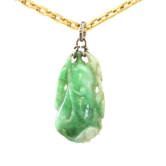 Estate Jade Necklace Vintage 1/20 12K Yellow Gold… - image 3