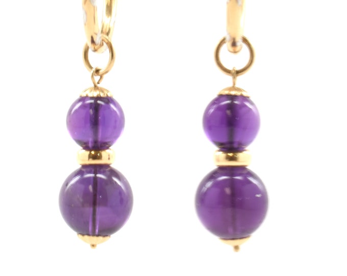 Estate Earring Charms Vintage 14K Yellow Gold Natural Amethysts Drop Dangle Over 29 Carats Total Weight February Birthstone Holiday Gift
