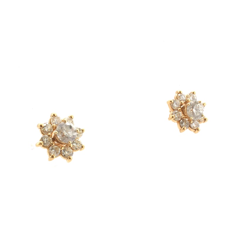 Estate Diamond Earring Jackets Vintage 14K Solid Yellow Gold Natural Diamonds Enhancers Nearly 2 Carats Total Weight Wedding