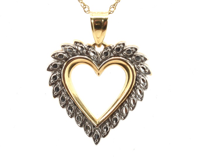 Estate Heart Pendant Vintage 14K Solid Yellow and White Gold Signed Ma Michael Anthony Holiday Gift