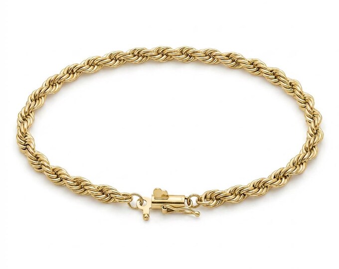 Estate 14K Yellow Gold Twisted Rope Bracelet, 8 Inch