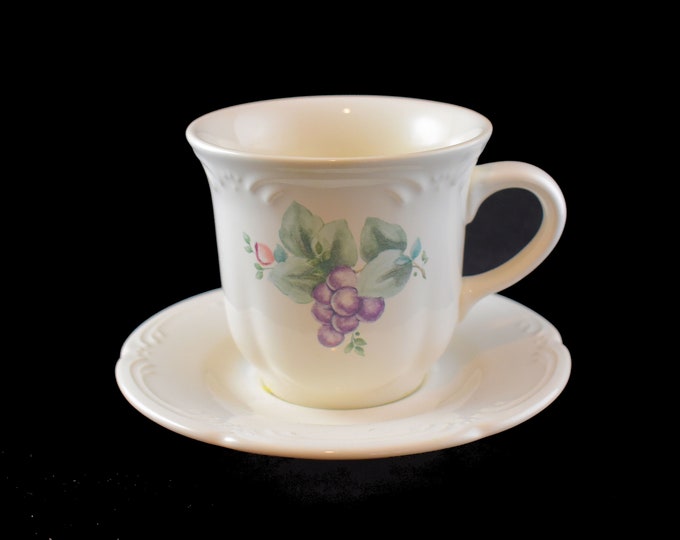 Estate Cup and Saucer Vintage Pfaltzgraff Grapevine Flat Cup Set Holiday Gift