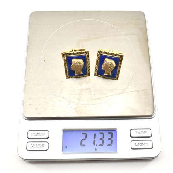 Estate Lapis Cufflinks Vintage 14K Solid Yellow G… - image 9