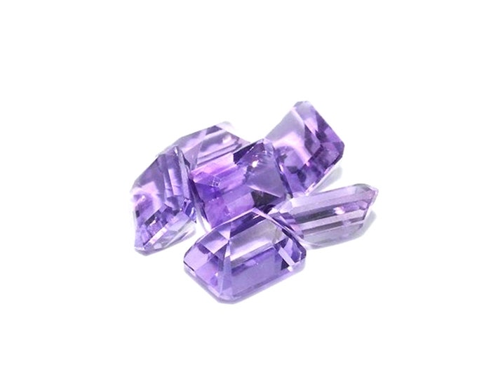 6 Natural Emerald Cut Purple Amethysts 1.59 Carats Each Loose Gemstones February Birthstone Holiday Gift