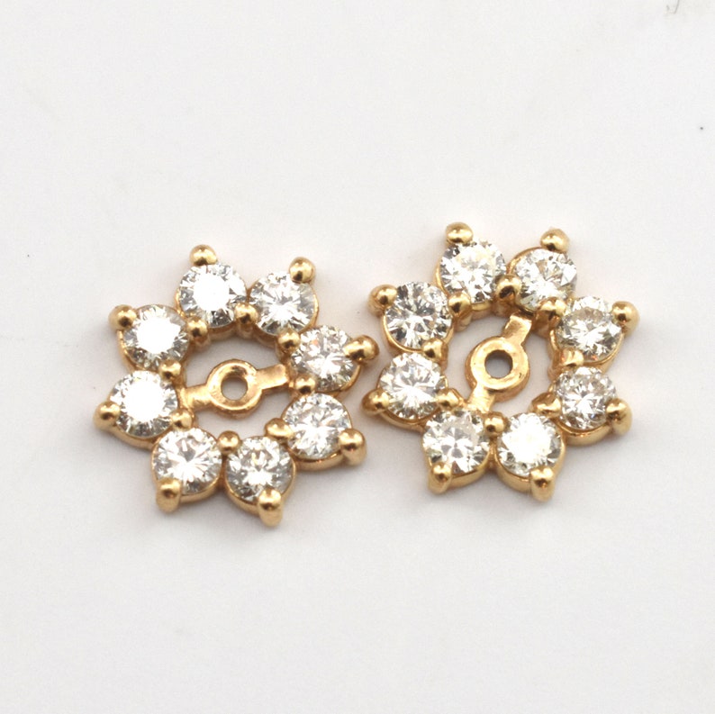 Estate Diamond Earring Jackets Vintage 14K Solid Yellow Gold Natural Diamonds Enhancers Nearly 2 Carats Total Weight Wedding