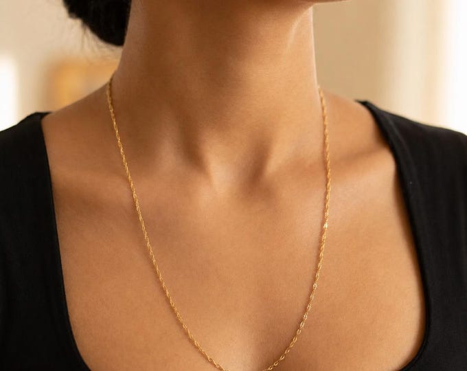 Estate 14K Solid Yellow Gold 24" Twisted Chain Necklace Signed RVL
