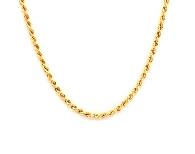 Estate Gold Necklace Vintage 14K Solid Yellow Gold Twisted Rope Chain 18 Inches Long Holiday Gift