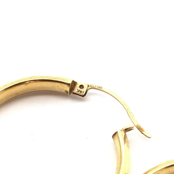 Estate Gold Hoops 14K Solid Yellow Gold Faceted H… - image 8