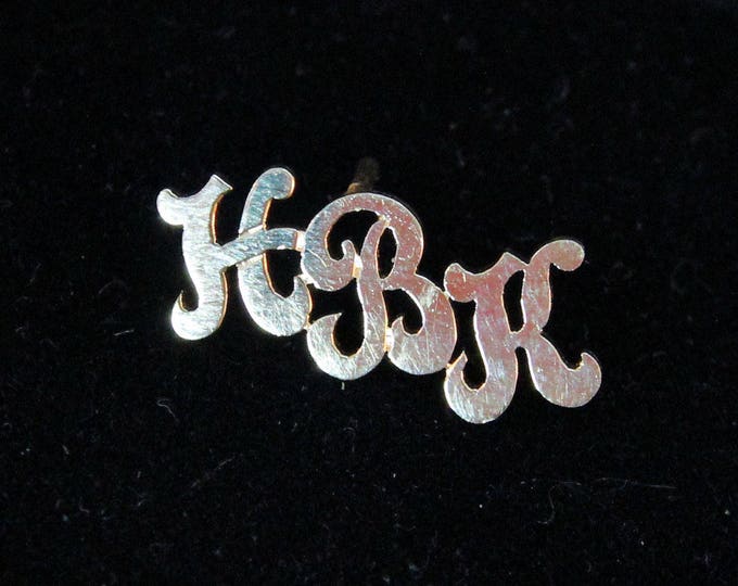 Estate Yellow Gold HBK Lapel Hat Tie Pin 1.8 Grams Marked 14K Inititals Monogram Fast Shipping Holiday Gift