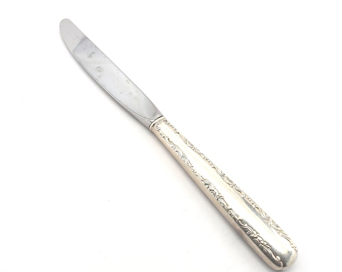 Estate Silver Knife Gorham Camellia 1941 Vintage Modern Hollow Place 925 Sterling Silver Handle Stainless Blade 9 1/8 Inches Long Gift