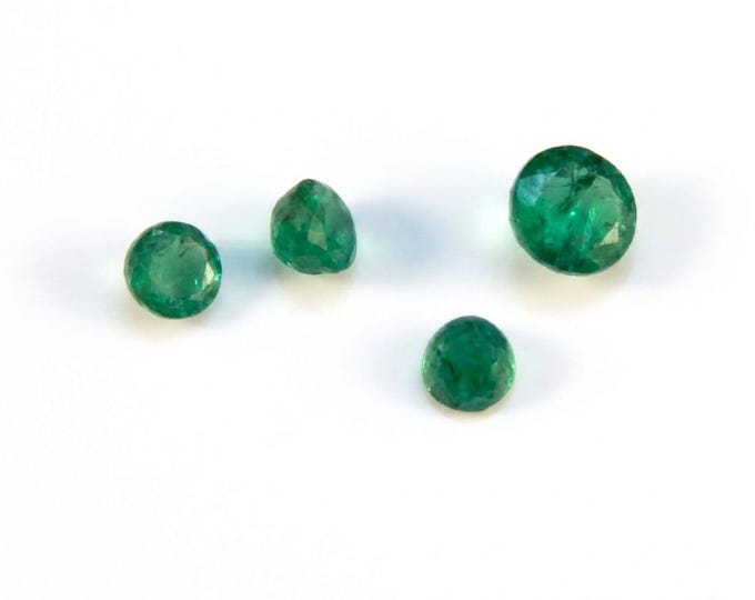 4 Natural Round Cut Green Emeralds 1.3 Carats Loose Gemstones May Birthstone Holiday Gift