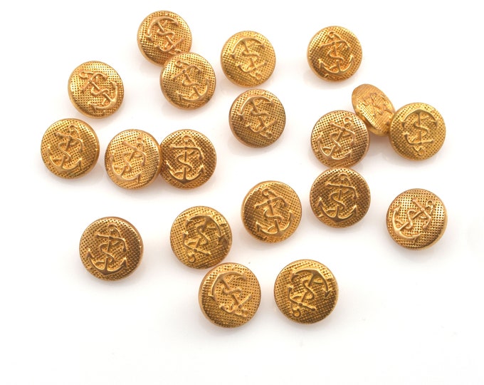 Vintage Gold Anchor Buttons Set of 19 Holiday Gift