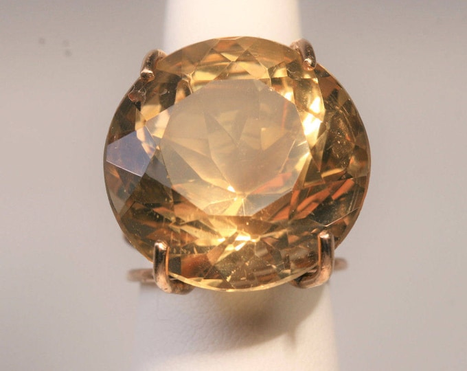 Estate 14K Yellow Gold 39.29 Carat Citrine Ring 13.5 Grams Size 6+ November Birthstone Holiday Gift