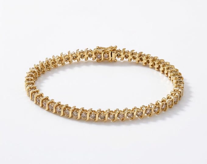 Estate 14K Gold Diamond Tennis Bracelet, 3.33 Carat, 7 Inch