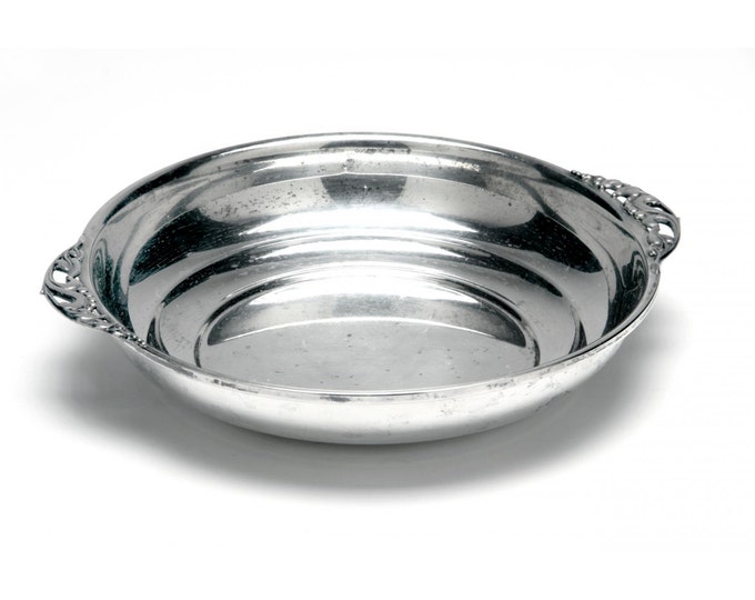 Estate Silver Bowl Vintage 925 Solid Sterling Silver Jensen Style Double Handles Low Serving Bowl Holiday Gift
