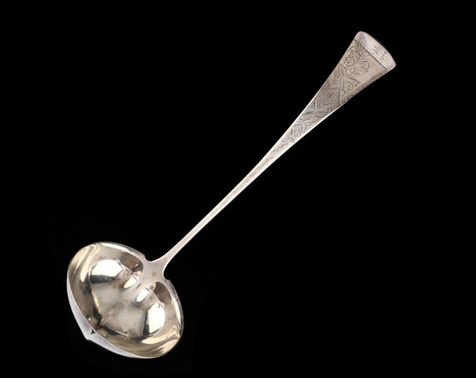Estate Soup Ladle Gorham Bright Cut Engraved Wheat Vintage 925 Solid Sterling Silver 13 Inches Long Holiday Gift