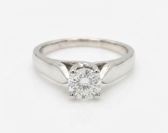 Estate 14K White Gold .52 Carats Genuine Diamond Solitaire Ring 3 Grams Size 5.5 Holiday Gift