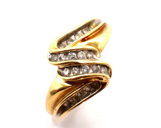 14K Solid Yellow Gold Natural Diamonds Ring Vintage Estate Nearly Half Carat Total Weight CTW 4.05 Grams Size 6.75 Holiday Gift