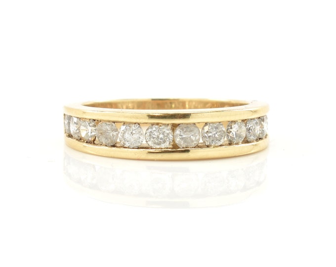 Estate Diamond Ring Vintage 14K Solid Yellow Gold Natural Diamonds 1 Carat Total Weight Size 6.75 Holiday Gift