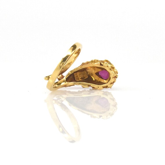 Estate Ruby Ring Vintage 18K Solid Yellow Gold Na… - image 7