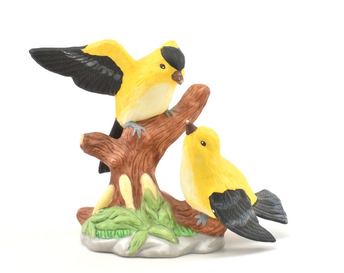 Estate Goldfinches Figurine Vintage Russ Nature's Song American Goldfinch (Carduelis Tristis) 55754 Russ Berrie and Company Holiday Gift