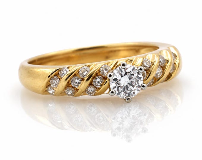 Vintage 14K Gold Diamond Engagement Ring, VS2, 0.63 Carat, Size 6