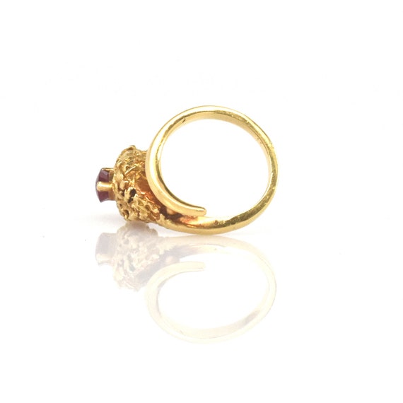 Estate Ruby Ring Vintage 18K Solid Yellow Gold Na… - image 5