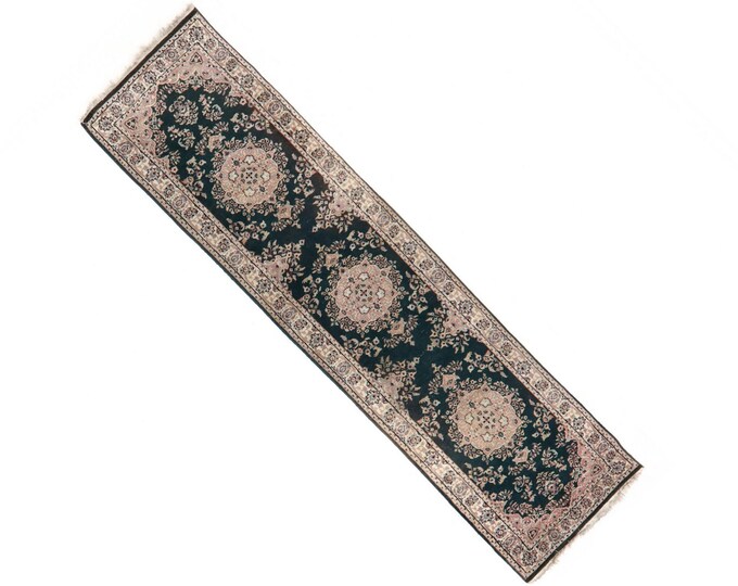 Estate Indo Persian Runner Vintage Carpet Nearly 10 Feet Long by 2 1/2 Feet Wide Holiday Gift