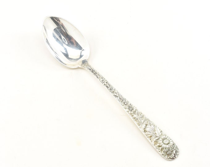 Estate Tea Spoon Vintage S. Kirk & Son Repoussé Sterling Silver Five O'Clock Teaspoon 6 Inches Long Holiday Gift