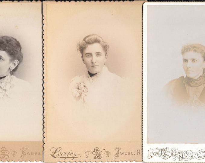 Antique Photo Portraits of Young Women Ladies of Owego New York Photographed by Charles L. Lovejoy circa 1890s