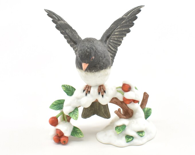 Estate Dark-eyed Junco Figurine Vintage Lenox Hand Painted Bird Garden Birds 1991 Holiday Gift