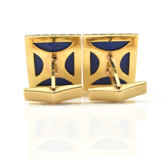 Estate Lapis Cufflinks Vintage 14K Solid Yellow G… - image 4