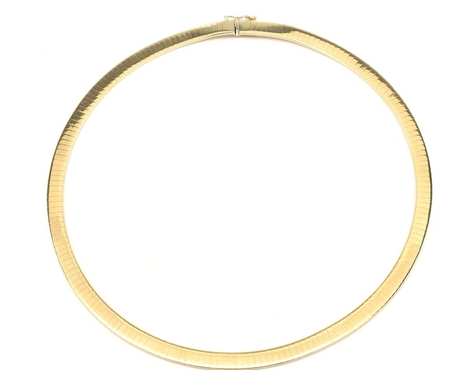 Estate Gold Necklace Vintage 14K Solid Yellow Gold Omega Chain 15.75 Inches Long 6 Millimeters Wide Holiday Gift